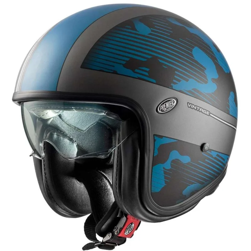 Prezzo Conveniente Casco Moto Jet Premier VINTAGE DX 12 BM Grigio Blu Opaco