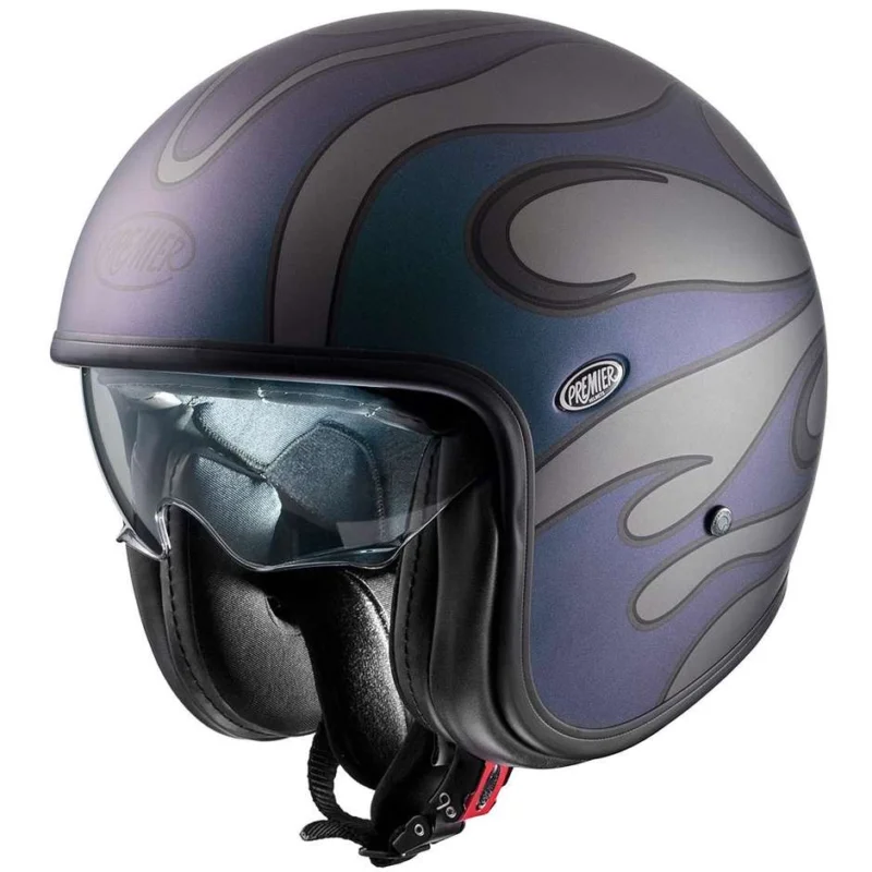 Casco Moto Jet Premier VINTAGE FR IRIDE BM Grigio Blu Opaco Prezzo Conveniente