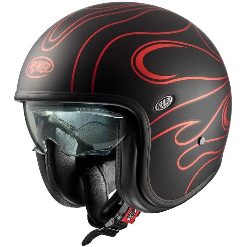 Reso Gratuito Casco Moto Jet Premier VINTAGE FR RED CHROMED BM Rosso Opaco
