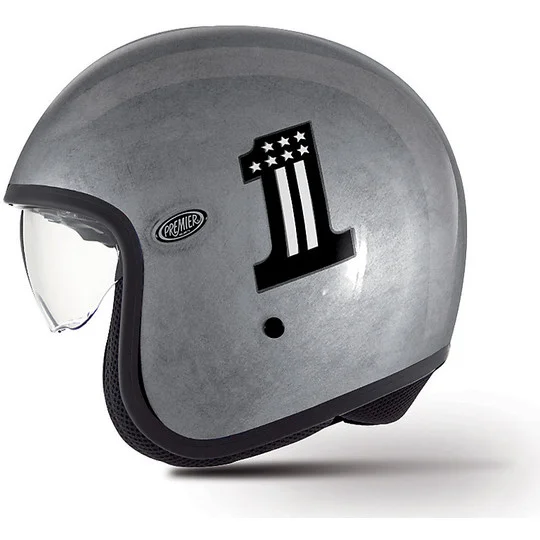 Casco moto jet premier vintage in fibra con visierino integrato Ck One Silver Vendita Finale