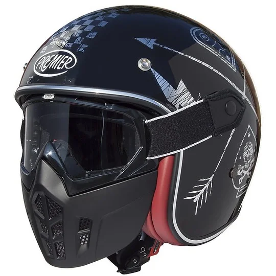 Esclusivo Casco Moto Jet Premier Vintage In Fibra Mask NX Silver Chromed