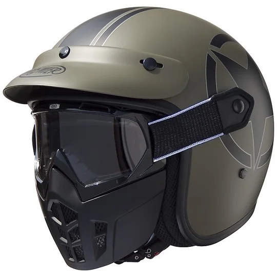 Casco Moto Jet Premier Vintage In Fibra Mask Star Military BM Miglior Prezzo