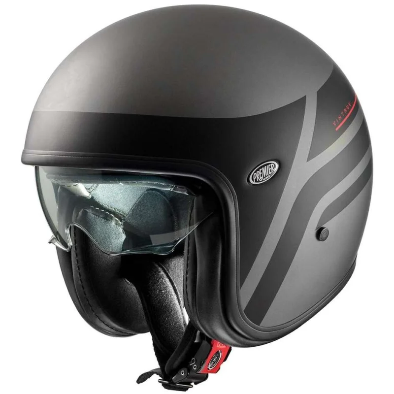 Must-Have Casco Moto Jet Premier VINTAGEK17 BM Grigio Opaco