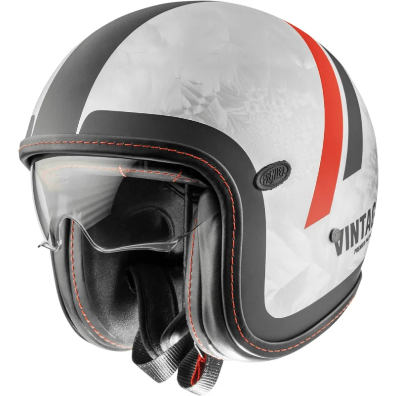 Promozione Esclusiva Casco Moto Jet Premier VINTAGE PLATINUM ED. DR DO 92 RED SEWING