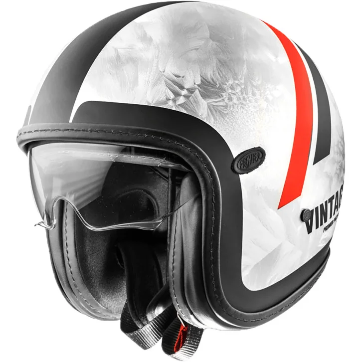 Acquista Ora Casco Moto Jet Premier VINTAGE PLATINUM ED. DR DO 92 Silver Rosso Lucido