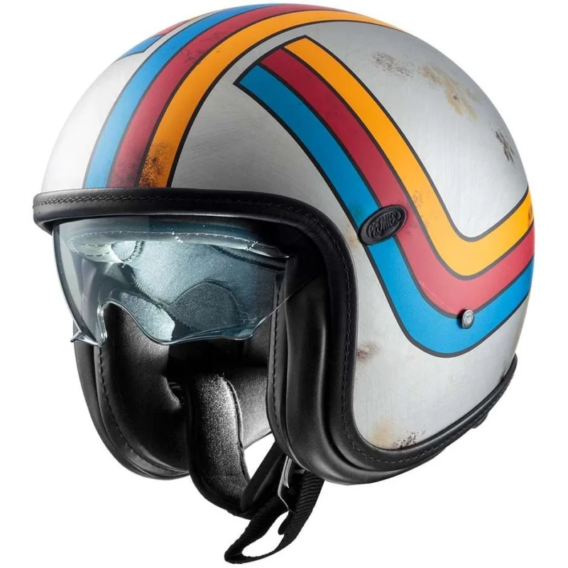 Casco Moto Jet Premier VINTAGE PLATINUM ED. EX 77 BM Silver Opaco Pagamento Sicuro