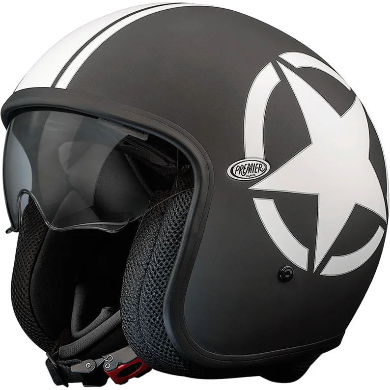 Casco Moto Jet Premier VINTAGE STAR 9 BM Nero Opaco Must-Have