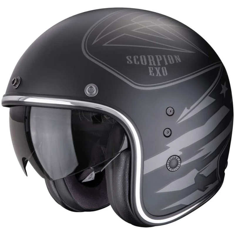 Casco Moto Jet Scorpion BELFAST EVO DAWG Nero Argento Opaco Economico