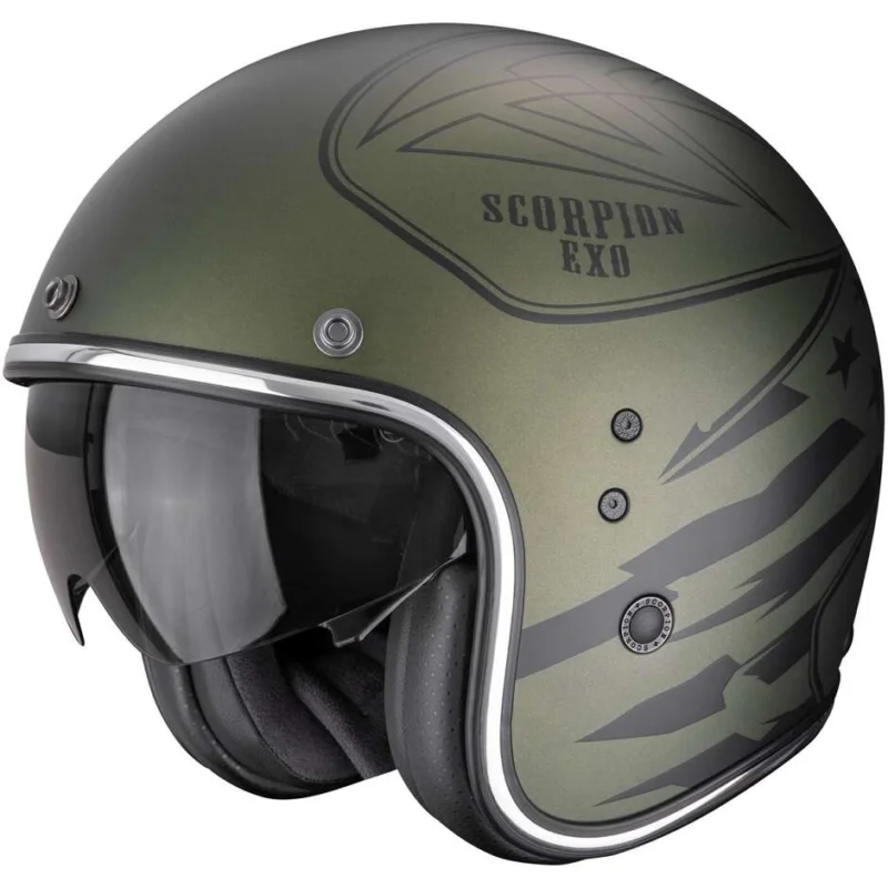 Prezzo Conveniente Casco Moto Jet Scorpion BELFAST EVO DAWG Verde Opaco