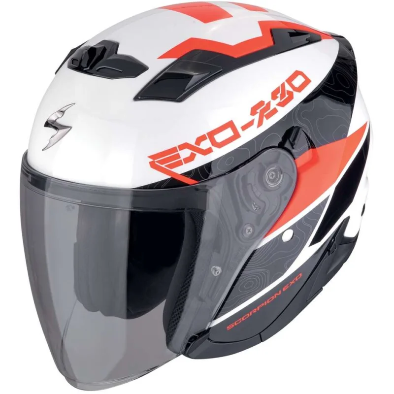 Quantità Limitata Casco Moto Jet Scorpion EXO-230 BAND Bianco Nero Rosso