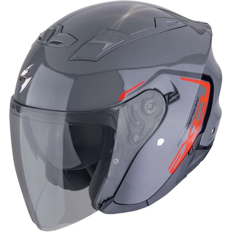 Reso Gratuito Casco Moto Jet Scorpion EXO-230 CIT-E Grigio Rosso