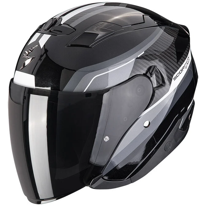 Casco Moto Jet Scorpion EXO-230 HIPE Nero Argento Di Tendenza