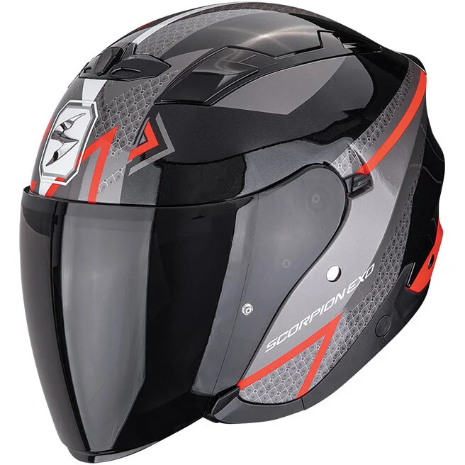 Casco Moto Jet Scorpion EXO-230 LOOP Metallo Nero Rosso Nuovo Arrivo