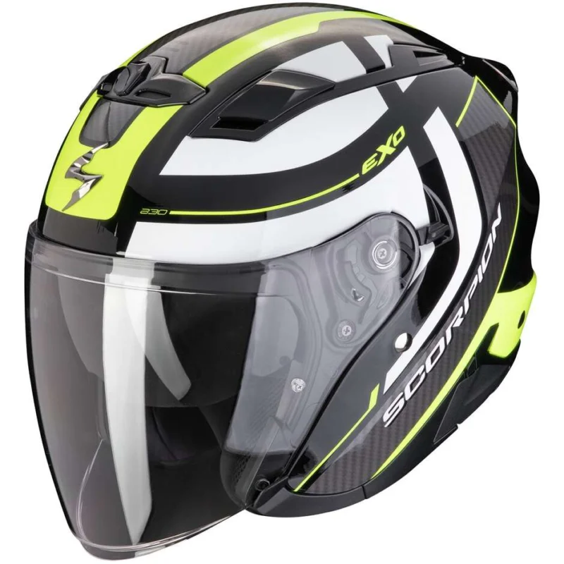 Spedizione Espresso Casco Moto Jet Scorpion EXO 230 PUL Nero Giallo neon