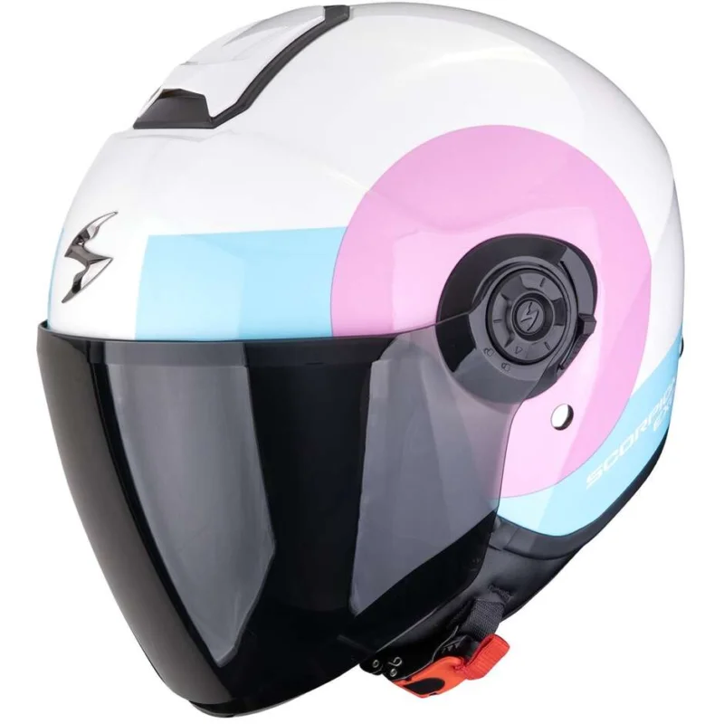 Professionale Casco Moto Jet Scorpion EXO-CITY II SHEER Bianco Rosa Azzurro Chiaro