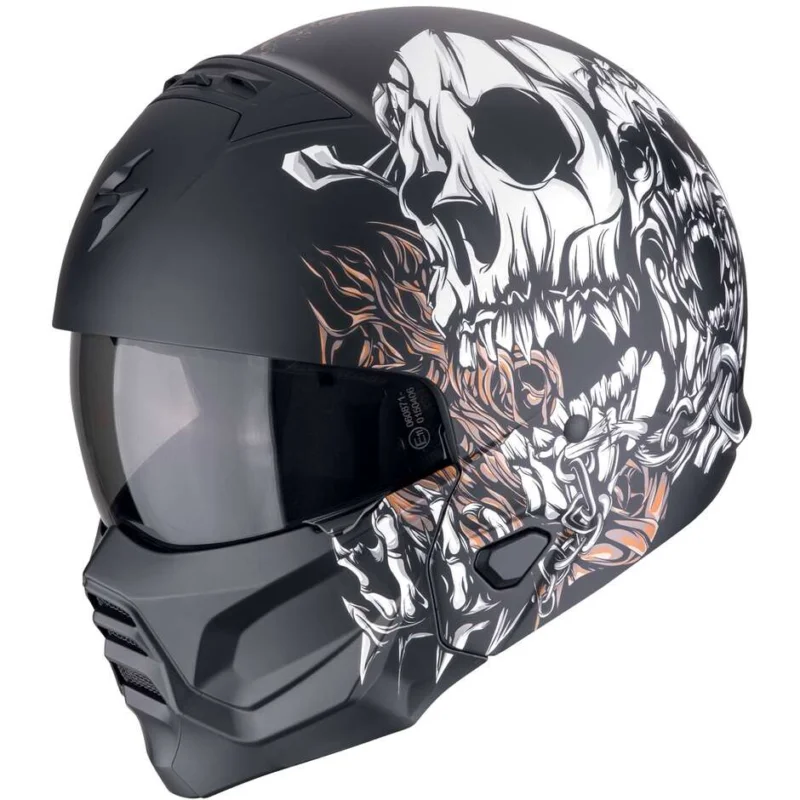 Casco Moto Jet Scorpion EXO-COMBAT II GENESIS Nero opaco Bianco Oro Nuovo Arrivo