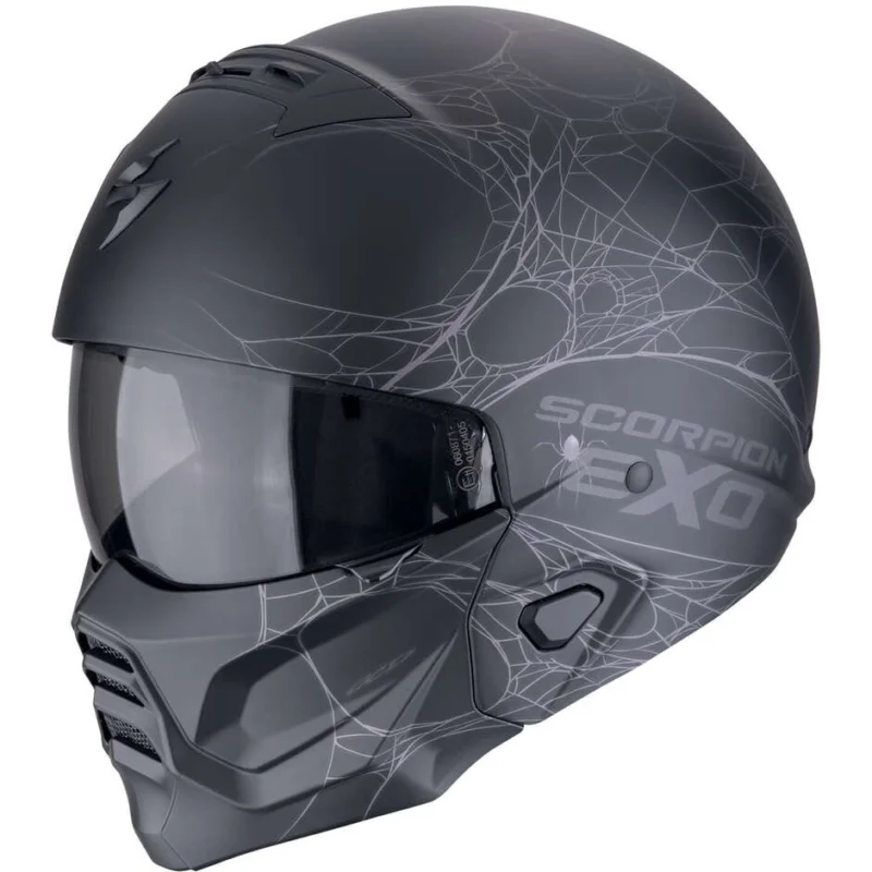 Casco Moto Jet Scorpion EXO-COMBAT II SPIDERWEB Nero opaco Argento Bestseller