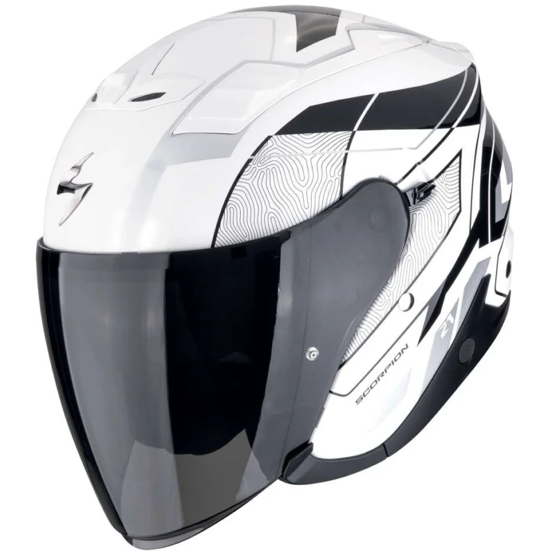 Nuova Collezione Casco Moto Jet Scorpion EXO-Z1 VUE Bianco Nero Argento
