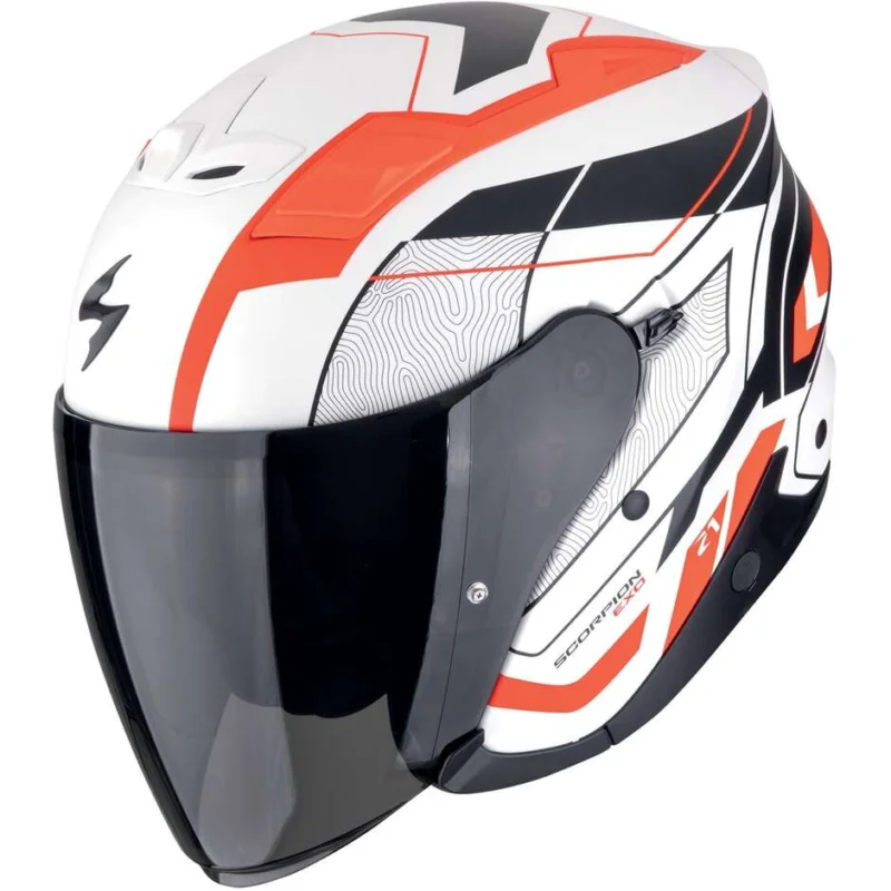 Casco Moto Jet Scorpion EXO-Z1 VUE Bianco opaco Rosso Nero Must-Have