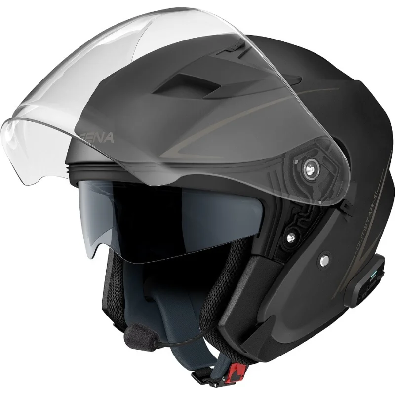 Solo Oggi Casco Moto Jet Sena OUTSTAR S Nero Opaco Con Bluetooth Integrato