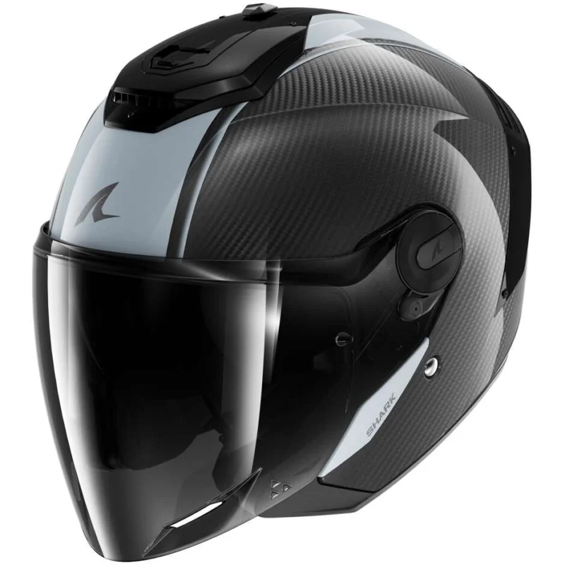 Casco Moto Jet Shark RS JET CARBON BLANK Carbon Silver Carbon Prezzo Scontato