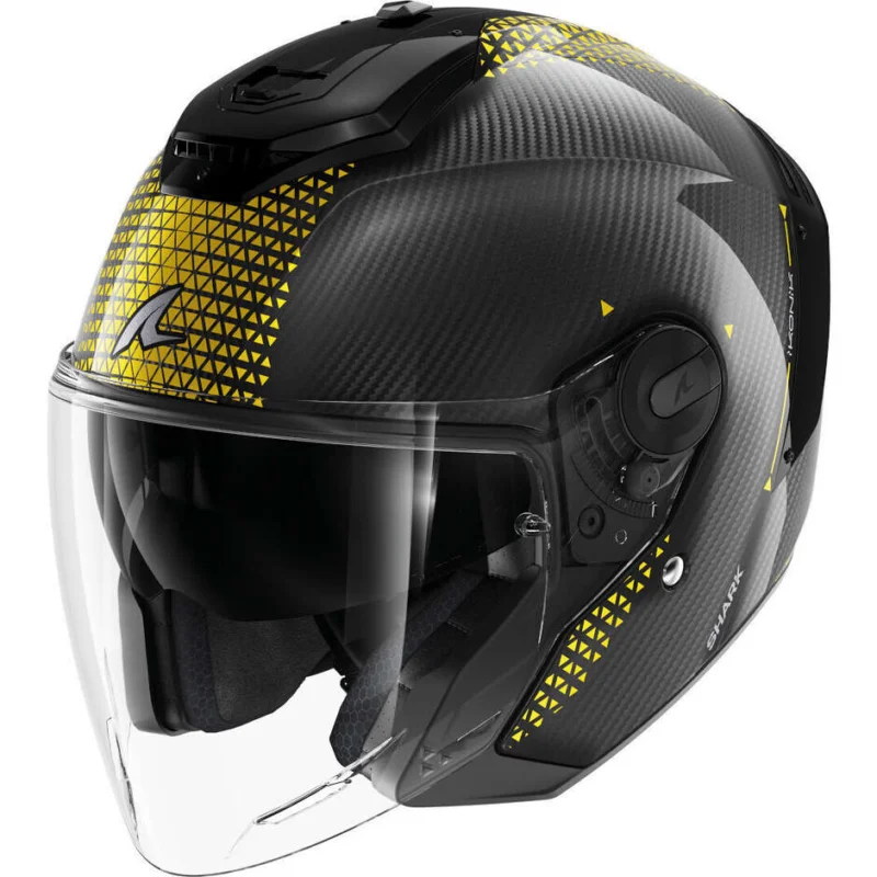 Solo Oggi Casco Moto Jet Shark RS JET CARBON IKONIK Carbon Gold Cromo