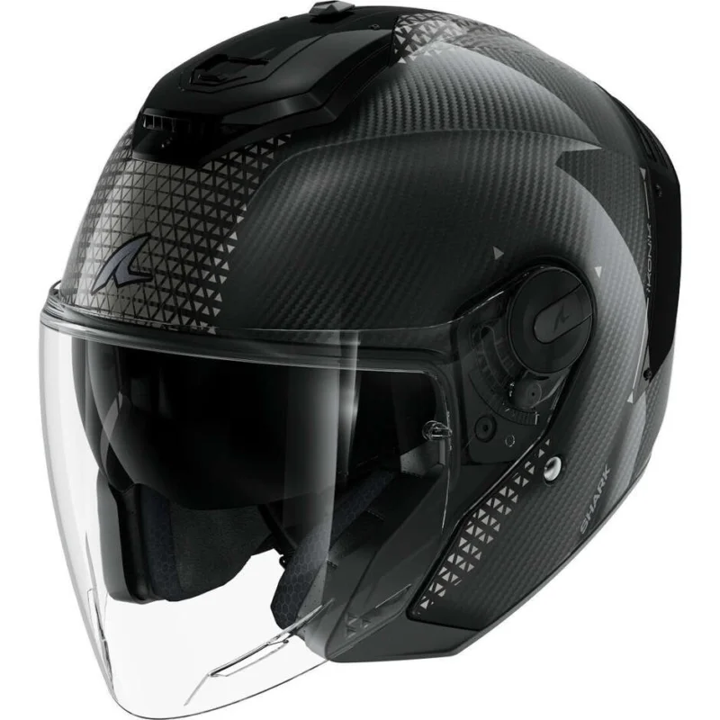 Casco Moto Jet Shark RS JET CARBON IKONIK Carbon Nero Cromo Saldi