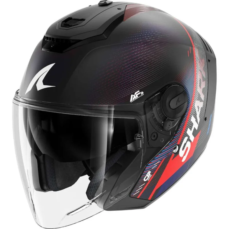 Casco Moto Jet Shark RS JET CARBON SPEED-TECH Mat Carbon Blu Rosso Più Venduto