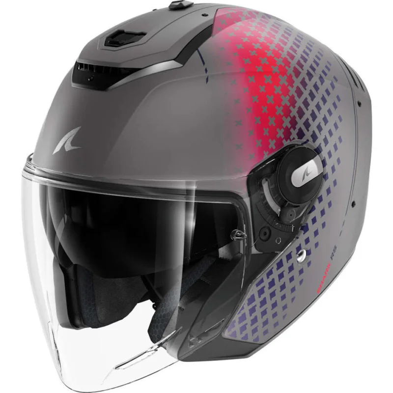 Casco Moto Jet Shark RS JET STRIDE Mat Silver Viola Blu Novità