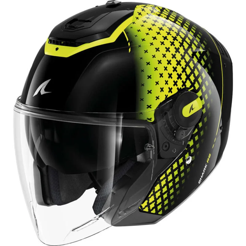 Occasione Imperdibile Casco Moto Jet Shark RS JET STRIDE Nero Giallo Silver