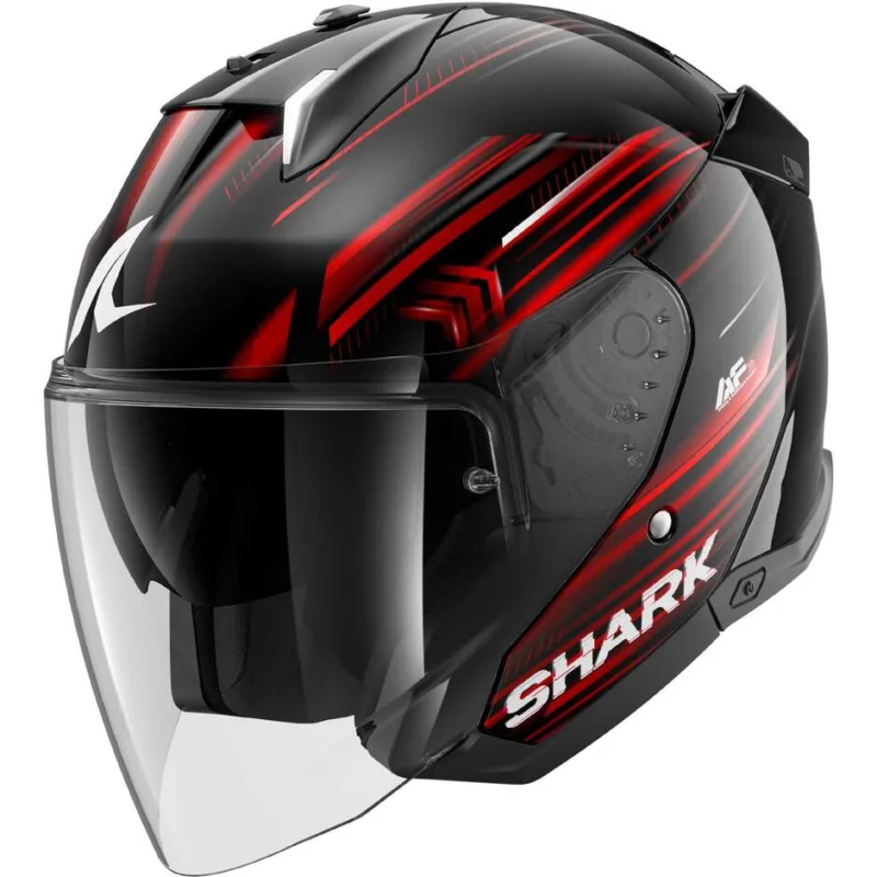 Nuovo Arrivo Casco Moto Jet Shark SKWAL i3 JET LIGHT-BLUR Nero Rosso Bianco