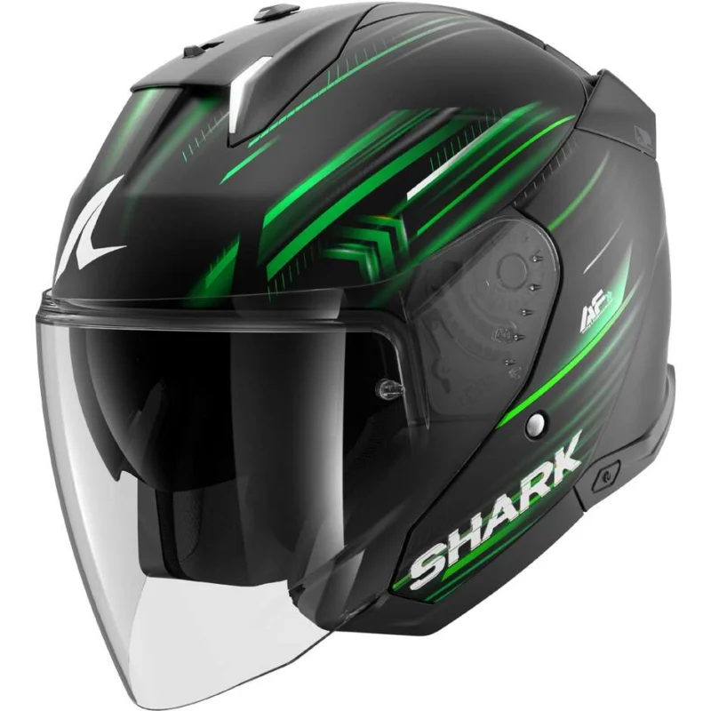 A Buon Prezzo Casco Moto Jet Shark SKWAL i3 JET LIGHT-BLUR Nero Verde Bianco