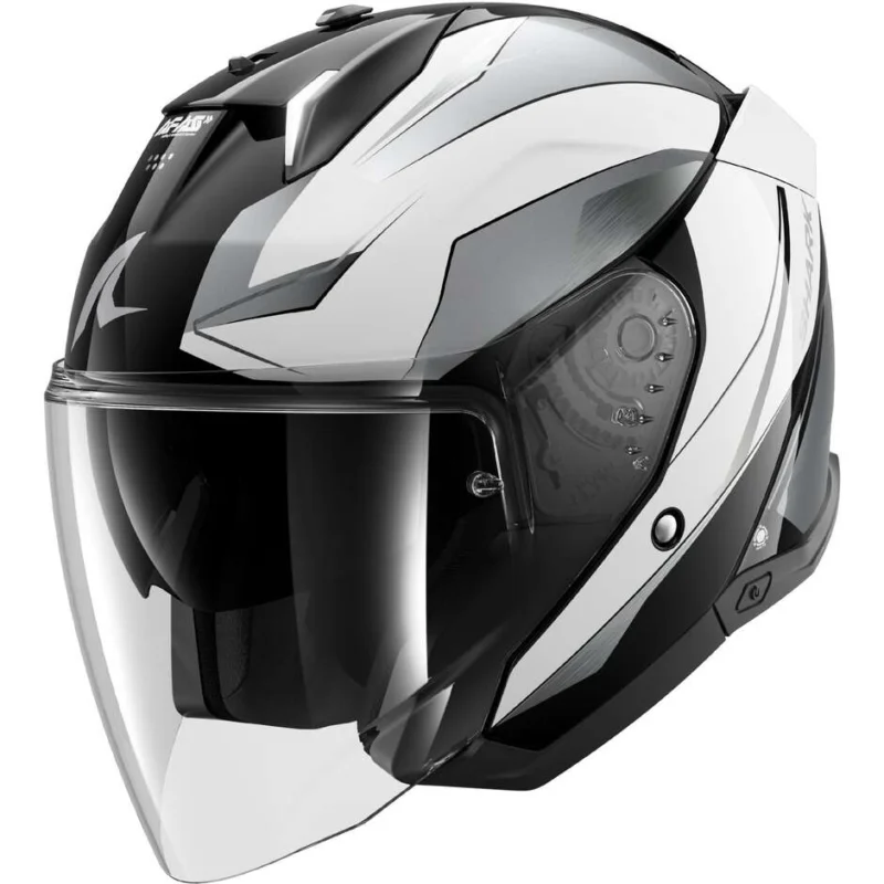 Compra Adesso Casco Moto Jet Shark SKWAL i3 JET MEKARIUM Nero Cromo Bianco