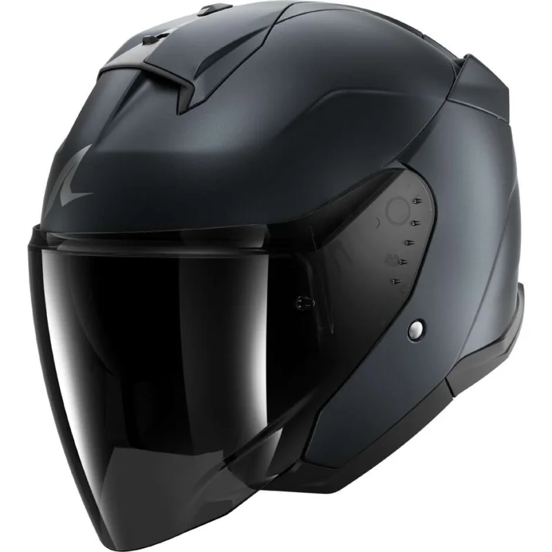 Popolare Casco Moto Jet Shark SKWAL JET DARK SHADOW Blu Steel Opaco