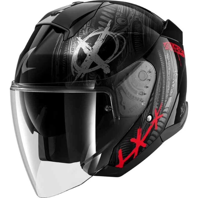 Solo Oggi Casco Moto Jet Shark SKWAL JET SHIEVER Nero Antracite Rosso