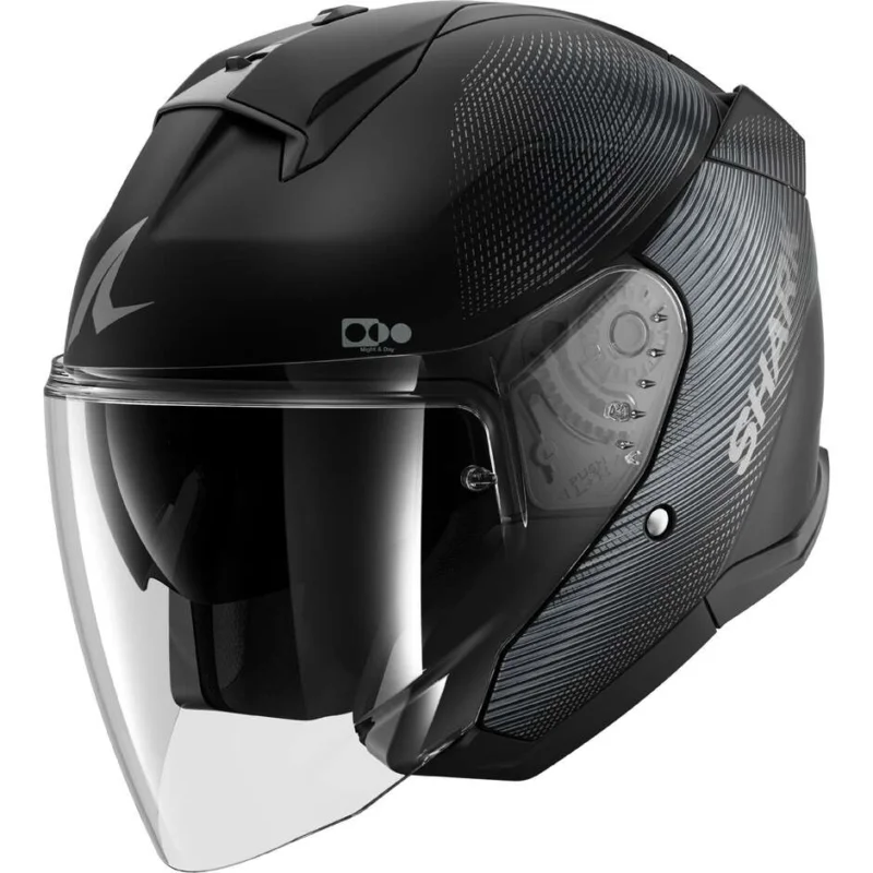 Ultime Pezzi Casco Moto Jet Shark SKWAL JET SP LYNE Mat Nero Antracite