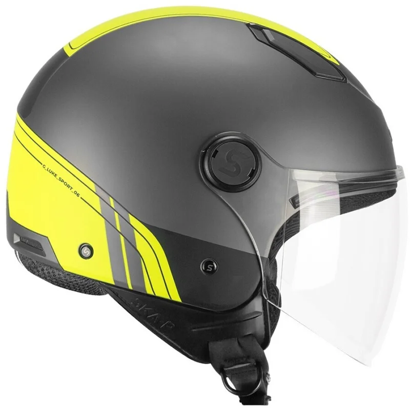 Casco Moto Jet Ska-P LUKE SPORT Antracite Giallo Fluo Satinato Offerta Lampo