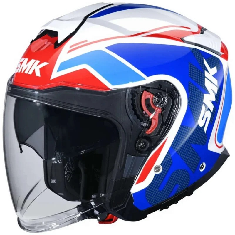 Casco Moto Jet SMK GTJ Tourer GL135 Bianco Rosso Spedizione Gratuita