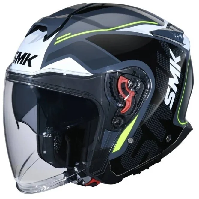 Spedizione Gratuita Casco Moto Jet SMK GTJ Tourer GL614 Nero Grigio