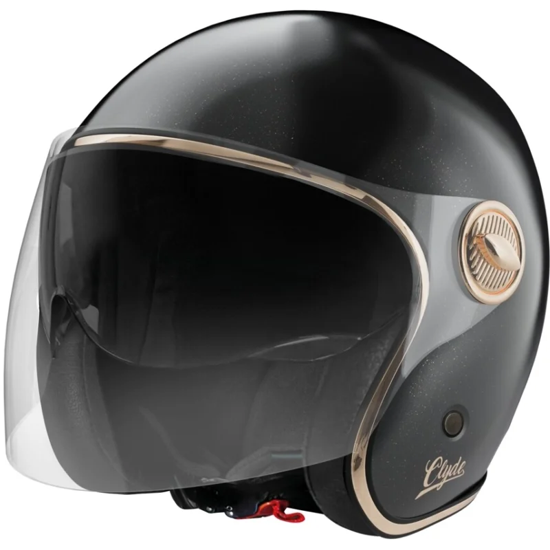 Offerta Casco Moto jet StormerCLYDE Solid Nero Oro Perla