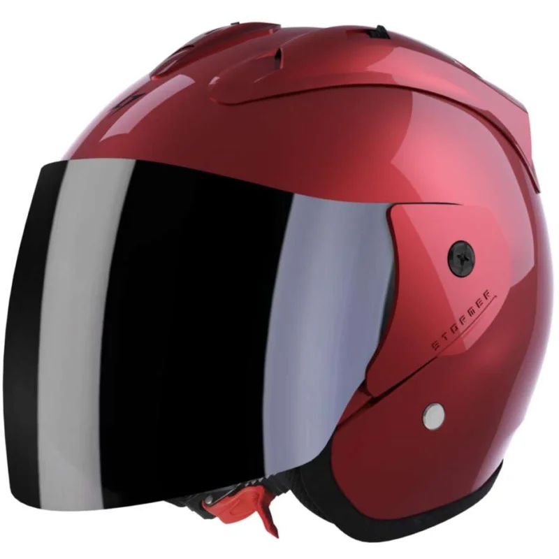 Casco Moto Jet Stormer SUN EVO 2.0 Solid Calm Rosso Lucido Promozione