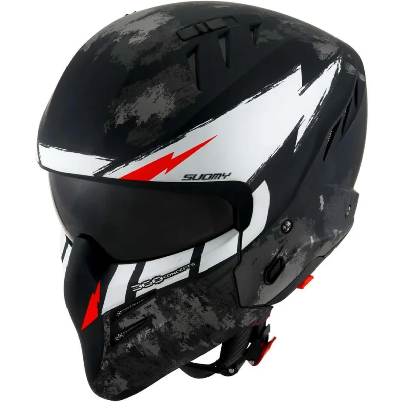 Casco Moto Jet Suomy ARMOR HI VOLT Nero Opaco Bianco Spedito Oggi