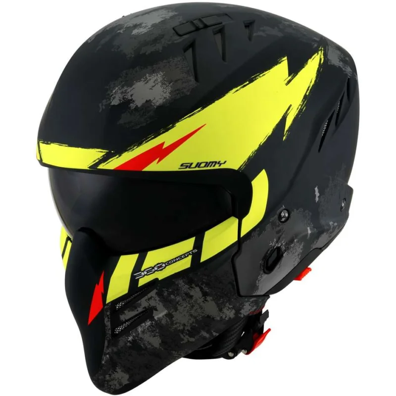 Quantità Limitata Casco Moto Jet Suomy ARMOR HI VOLT Nero Opaco Giallo