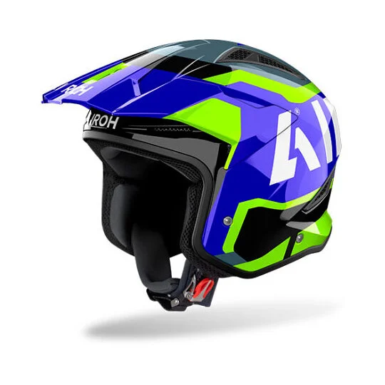 Casco Moto Jet Trial Airoh TRR II JUPITER Blu/Giallo Lucido Economico