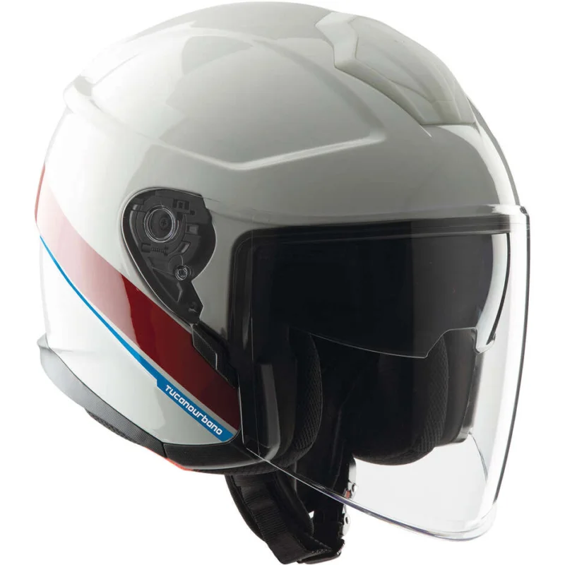Acquista Ora Casco Moto Jet Tucano Urbano 1600 EL MAX Bianco Graphic-A Lucido