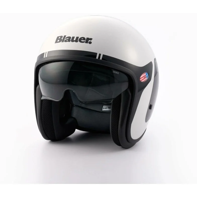 Pagamento Sicuro Casco Moto Jet Vintage Blauer Pilot 1.1 06 Grafica Go Bianco Nero