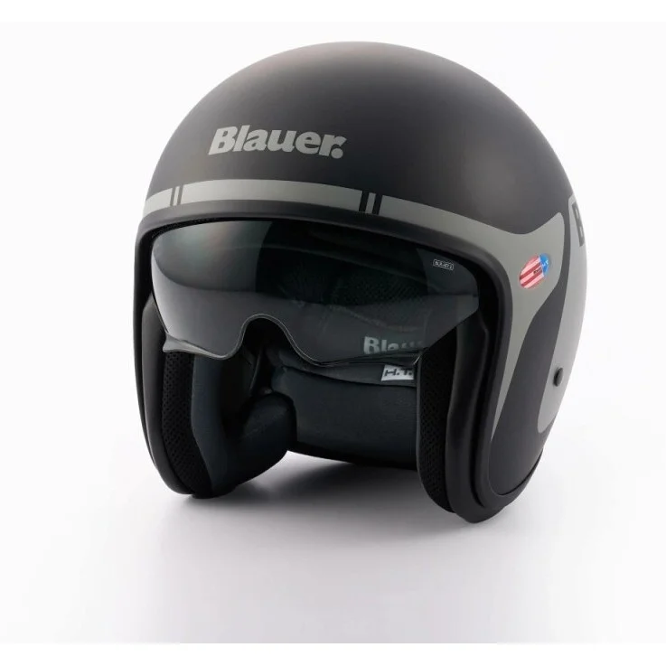 Casco Moto Jet Vintage Blauer Pilot 1.1 06 Grafica Go Nero Titanio Opaco Must-Have
