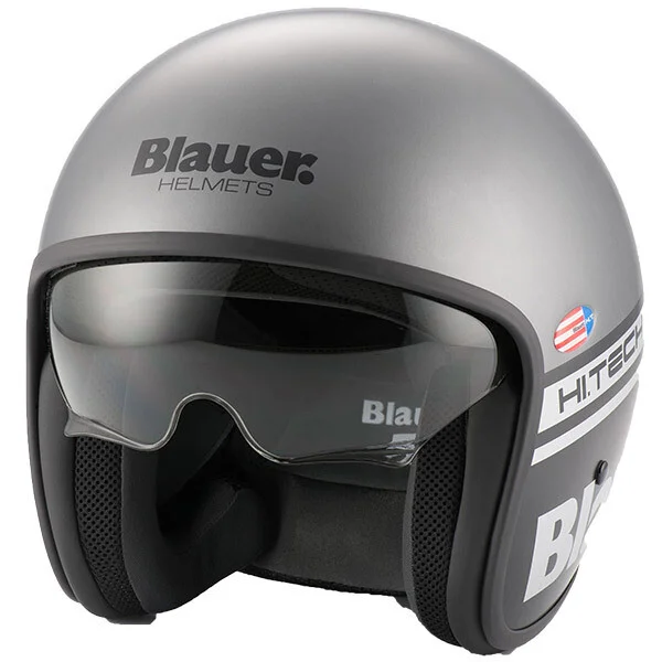 Consegna Rapida Casco Moto Jet Vintage Blauer Pilot 1.1 06 HT Grigio Opaco