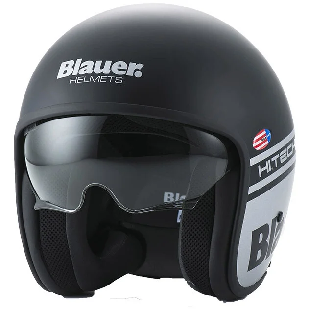 Bestseller Casco Moto Jet Vintage Blauer Pilot 1.1 06 HT Nero Opaco