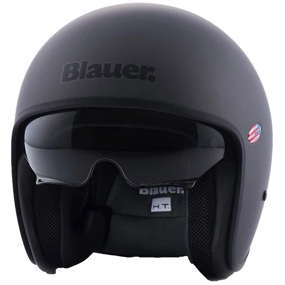 Spedizione Gratuita Casco Moto Jet Vintage Blauer Pilot 1.1 06 Monochrome Titanio Opaco